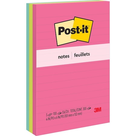 Post-It Note, Post-It, 4X6, 3Pk, Lined MMM6603AN